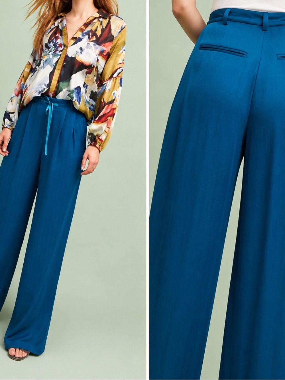Anthropologie Elevenses Satin Pants